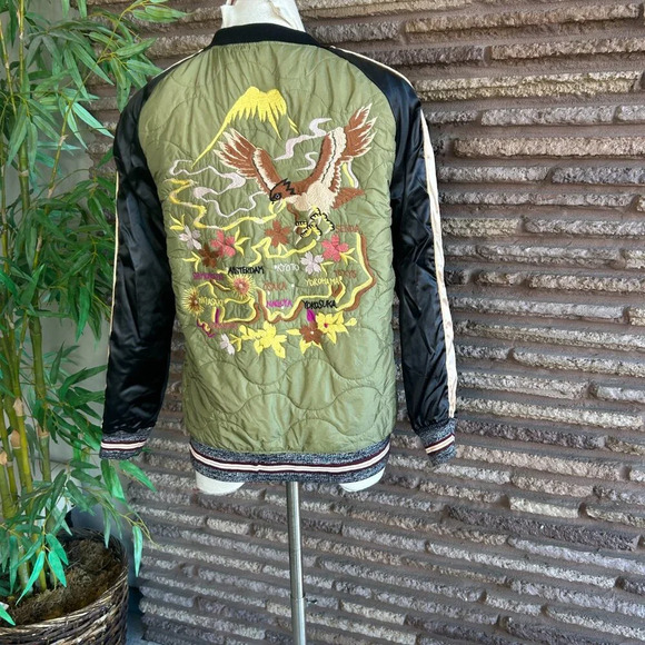 Maison Scotch Quilted Embroidered Army Bomber Jacket Size 2 = Medium - Picture 13 of 14